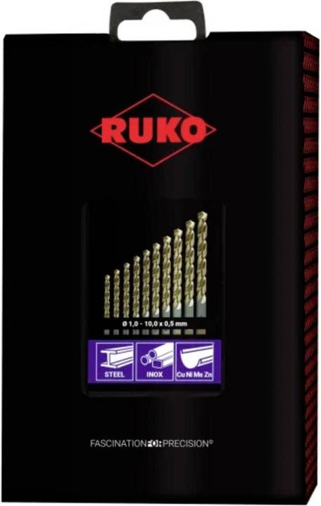 Produktbild Ruko Metall Spiralbohrer Set HSSE Co 5 19teilig DIN 338 3 Flächenschaft 1 (1.0-10 mm)