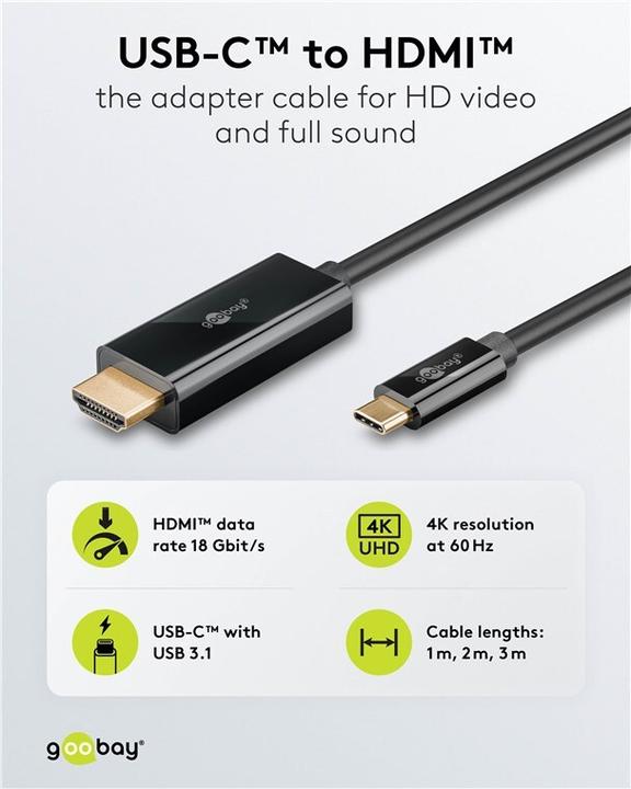 Immagine prodotto Goobay HDMI – USB C (1 m, USB tipo C, HDMI, 2.0)