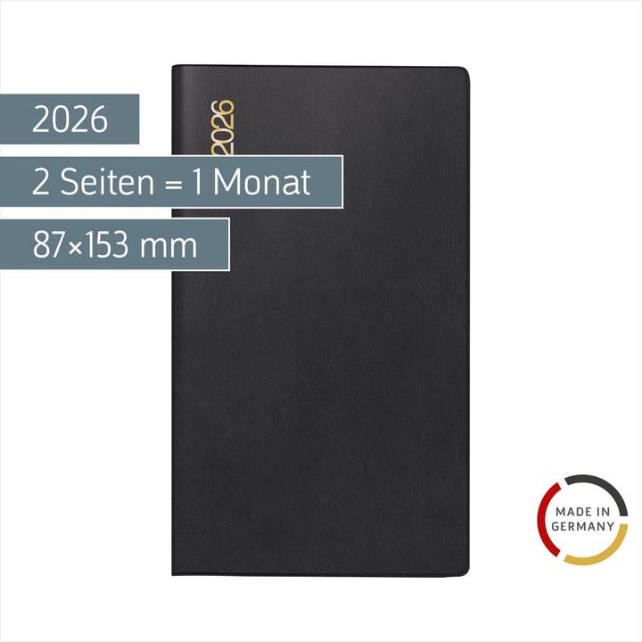 Actual product image Ridoide rido idé Taschenplaner d15 2026, Schwarz (A6, 1 month / 2 pages)