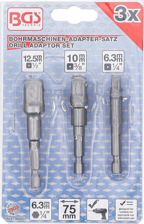 Actual product image BGS Adapter set (6.3 mm, 10 mm, 12.5 mm)