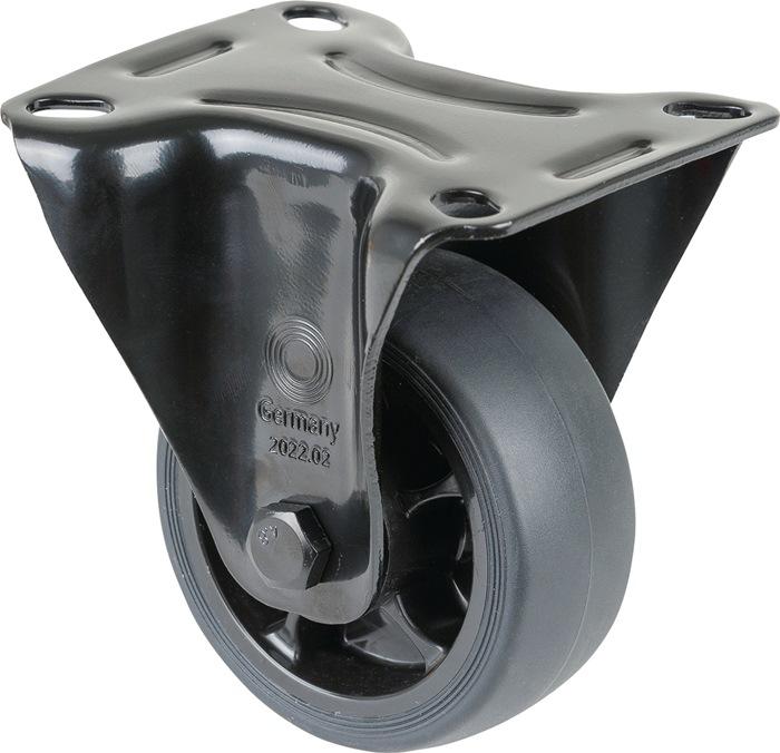 BS Rollen Fixed castor Wheel Ø 80 mm Load capacity 100 kg Fixed castors Rubber plate L104xW80 mm Colour