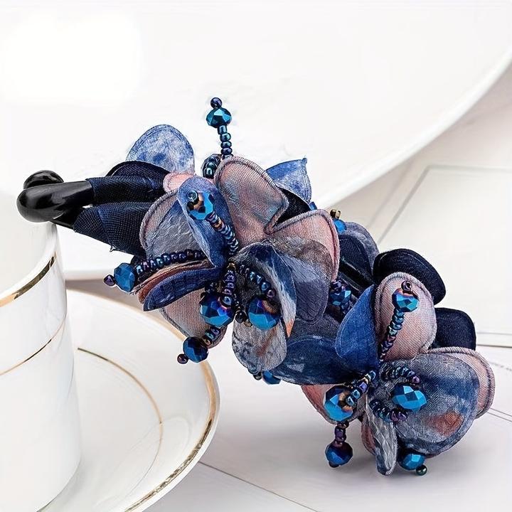 Activity Board 1 Stück Vintage Bohemian Style Fabric Flower Hair Claw - Harz elegante Bananenklammer rutschfeste