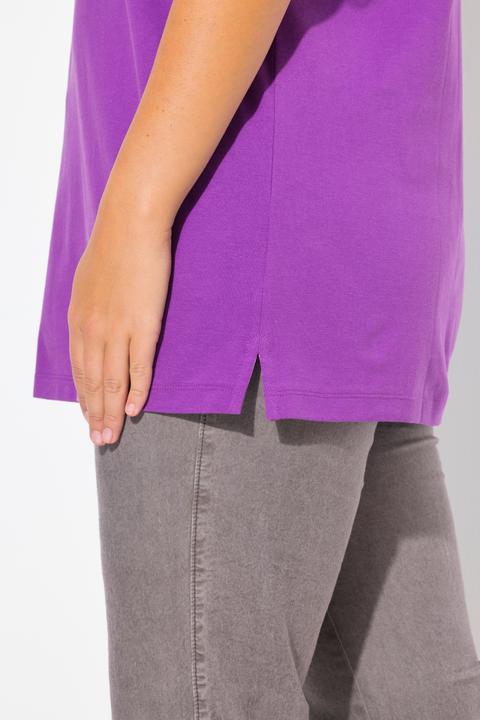 Immagine prodotto Ulla Popken Maglia polo in piqué con abbottonatura con nastro di velluto e mezze maniche (68)