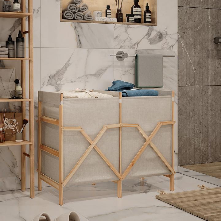 Produktbild Vicco Badschrank für Wäsche Bruno, Beige, 80 x 64 cm mit 2 Fächern