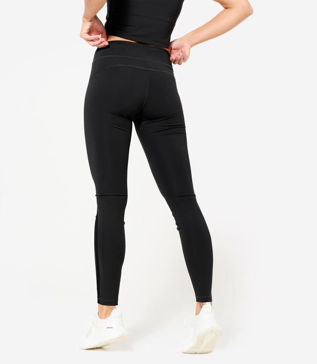 Produktbild Domyos Leggings Damen hoher Taillenbund Mesheinsatz - schwarz (W28/L31)