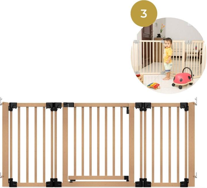 Geuther Veiligheidshekje - Yoko - Traphek met 3 Panelen - Schroefbevestiging - Eco (96 - 260 cm)