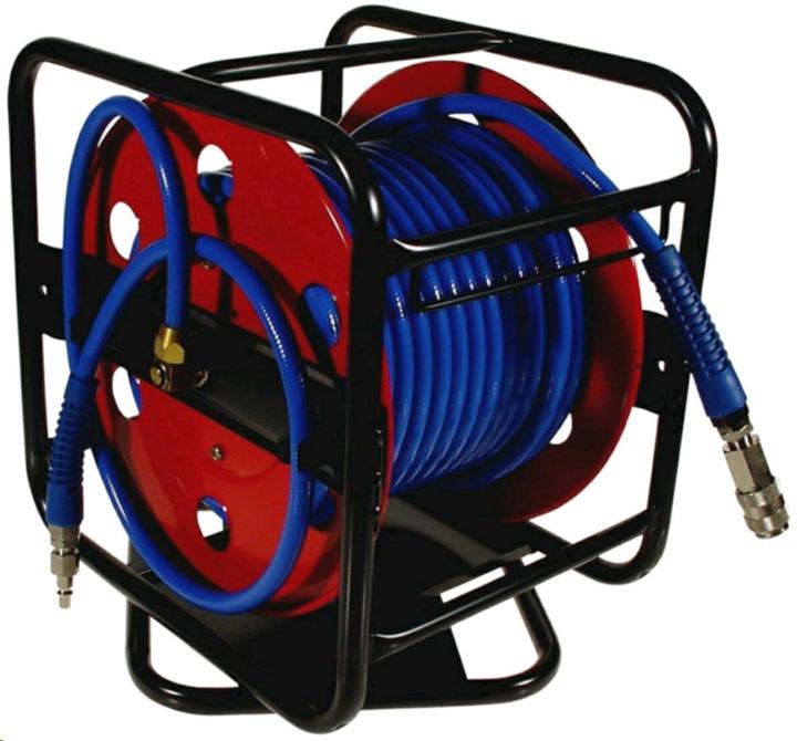 Schlauchrolle Druckluft drehbar30 m, PUR-Schlauch, 95x13 mm, inkl. Kupplung u. Nippel ARO 200-010 und 200-240 203-031