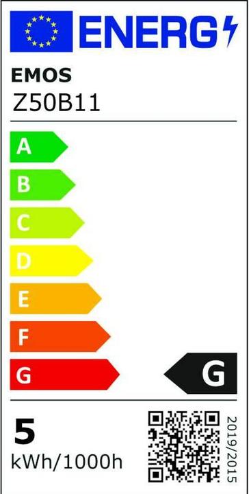 Energie-Label Emos LED Lampe DECO CG125A / E27 / 4,5 W (24 W) / 240 lm / flame (E27, 240 lm, 1x)