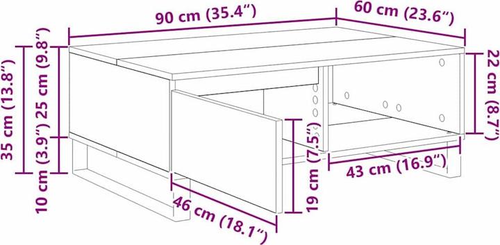 Immagine prodotto vidaXL Couchtisch (90 x 60 x 35 cm)
