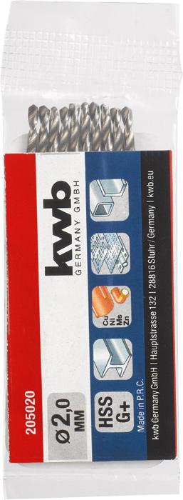 Produktbild kwb 205020 HSS Spiralbohrer 1 Stück 2 mm Gesamtlänge 49 mm DIN 338 Zylinderscha (2 Millimeter)