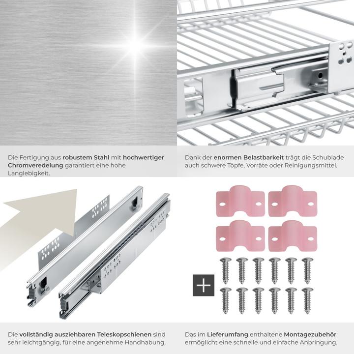 Actual product image tectake 2 Sliding wire baskets with drawer slides