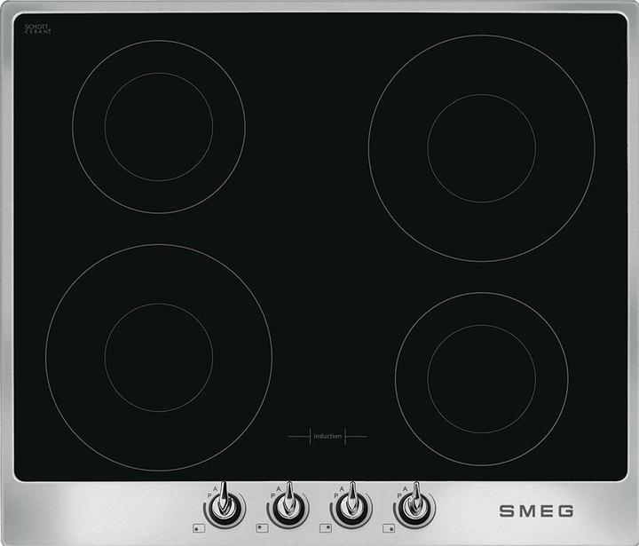 Smeg SI964XM Induktionskochfeld, 60 cm, Schw. Glaskeramik, edelstahl (60 cm, Table de cuisson électrique)