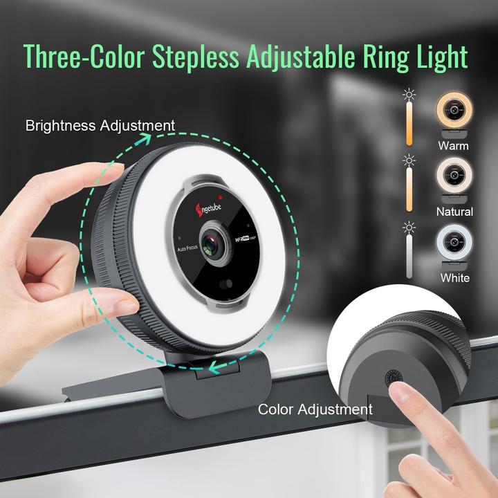 Logitubo Webcam mit Ringlicht und 5X Zoom, 60FPS 1080P Digitec