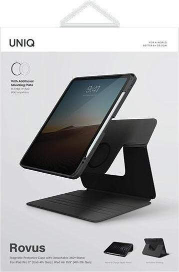 Actual product image Uniq etui Rovus iPad Pro 11 (2021-2022) / Air 10.9" (2020-2022) czarny/ebony black Magnetic Case (Apple iPad Air 2020, Apple iPad Air 2022)