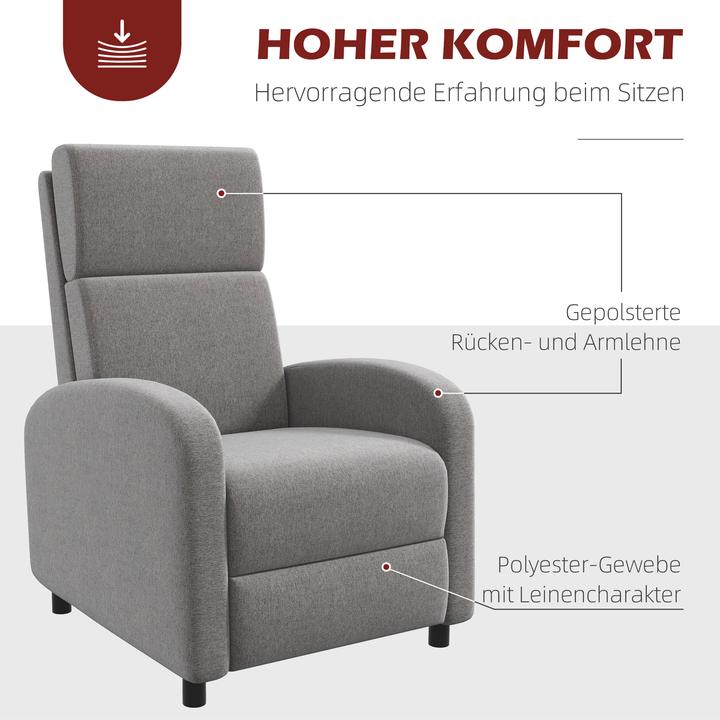Immagine prodotto Homcom Relaxsessel mit Liegefunktion Polyester, Schaumstoff Grau