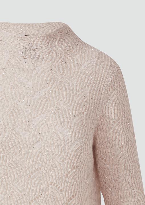 Produktbild s.Oliver Strickpullover Semitransparenter Pullover mit Ajourmuster und Pailletten-Details (46)
