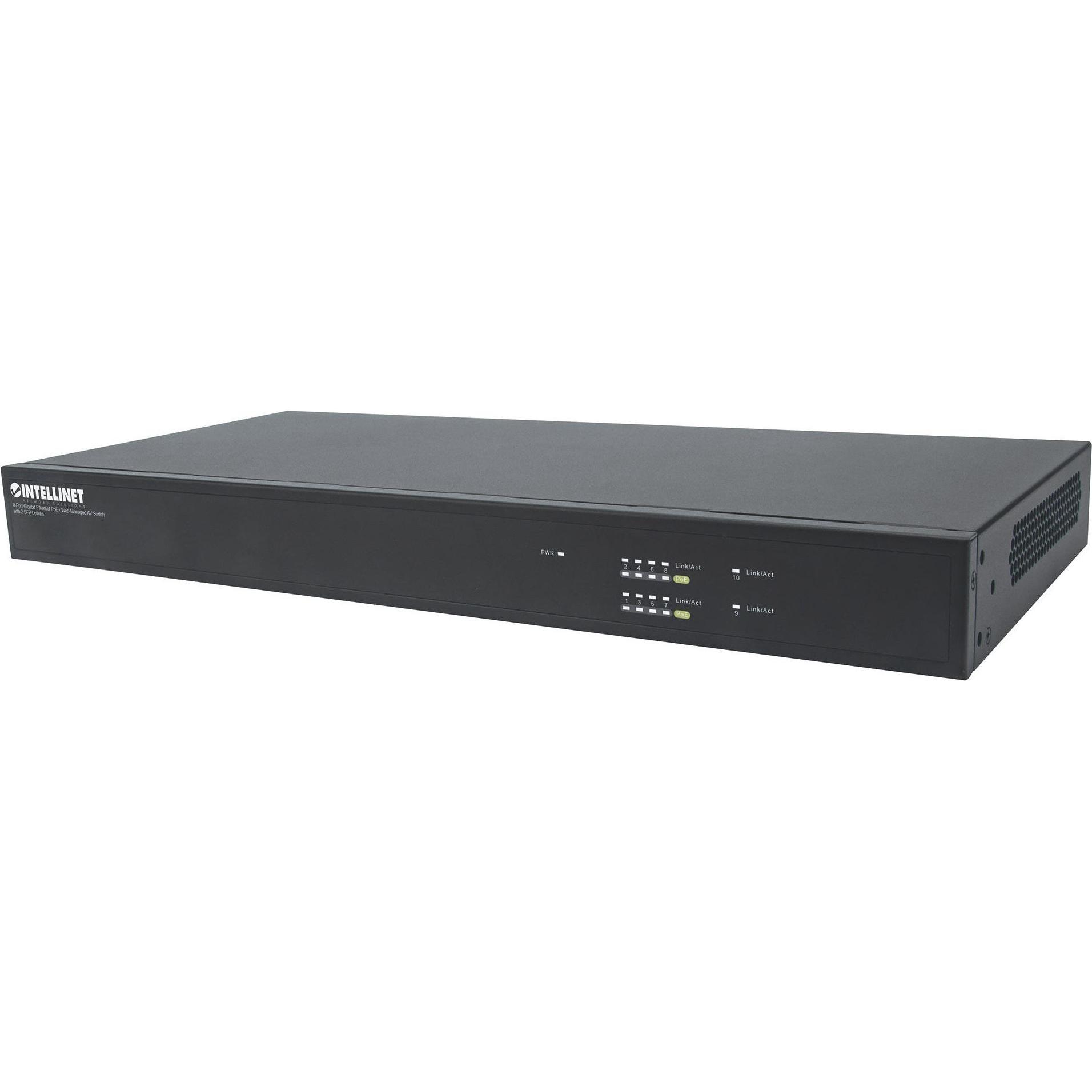 Intellinet 8Port Gigabit Ethernet PoE WebManaged AVSwitch SFP UplinkPorts Acht PoE Ports auf der Rückseite (10 Ports), N...