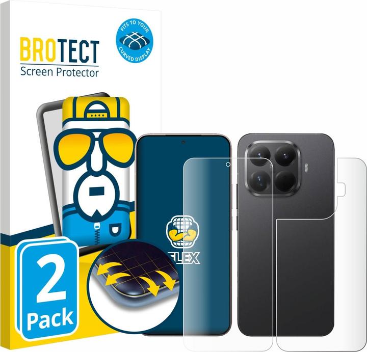 Produktbild BROTECT Fullscreen für Xiaomi 15T Pro (Display+Rückseite) Schutzfolie Displayschutz Folie Klar Transparent (2 Stk., Xiaomi 15T Pro)