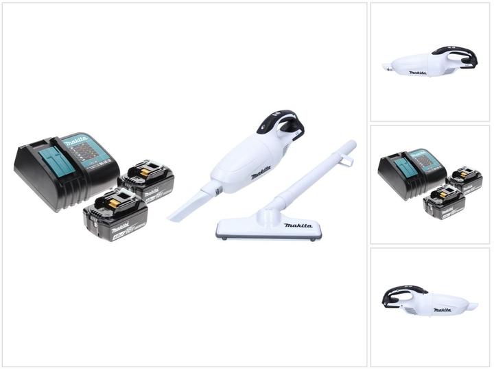 Makita DCL 181 FRM W Akku Staubsauger 18 V Weiss + 2x Akku 4,0 Ah + Ladegerät