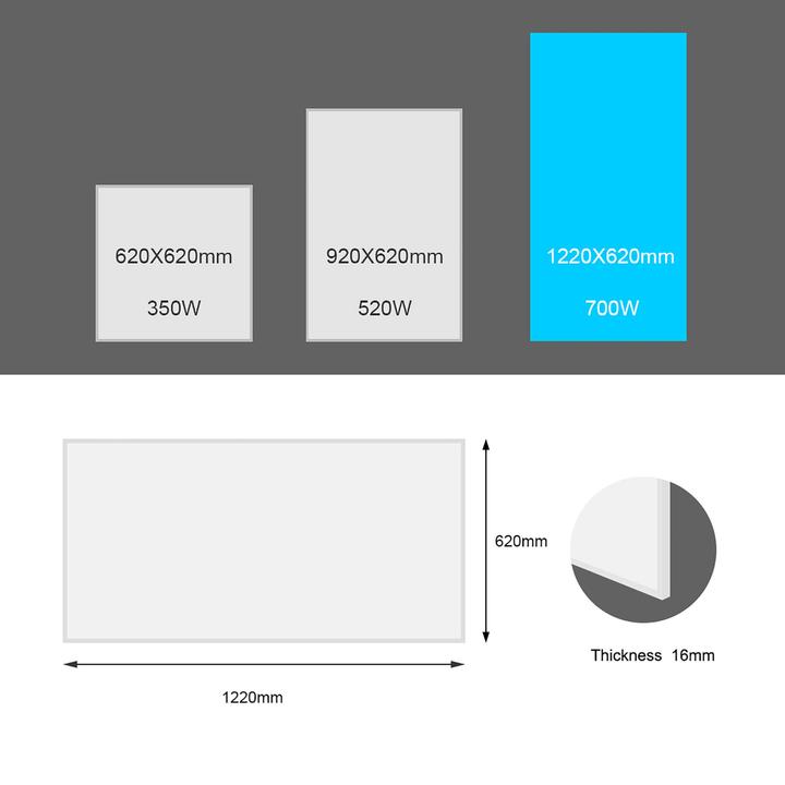 Actual product image Wiltec Infrared heater 700W Heating panel IR heater Electric heater Efficient (700 W)
