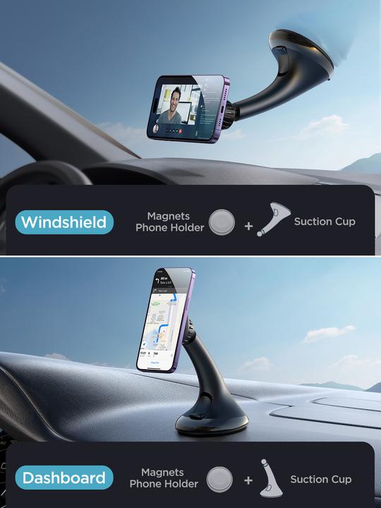 Actual product image Joyroom car magnetic phone holder for cockpit/dashboard/window black (JR-ZS356)