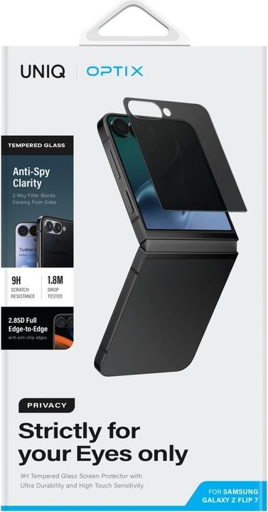 Produktbild Uniq Optix Privacy privacy tempered glass for Samsung Galaxy Z Flip7 (Samsung Galaxy Z Flip7)