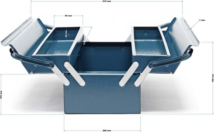 Produktbild Wiltec Werkzeugkiste 420x200x160mm 3 Fächer Werkzeugkasten Werkzeugbox Werkzeug