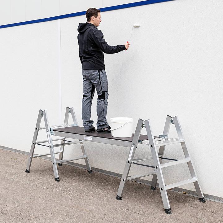 Actual product image Munk Folding steps double sided aluminium natural 3 steps (Folding step, 47 cm)