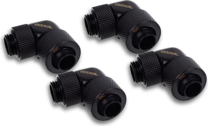 Alphacool Icicle 13/10mm Screw-on 90?? Rotatable G1/4 - 4pcs Set Deep Black