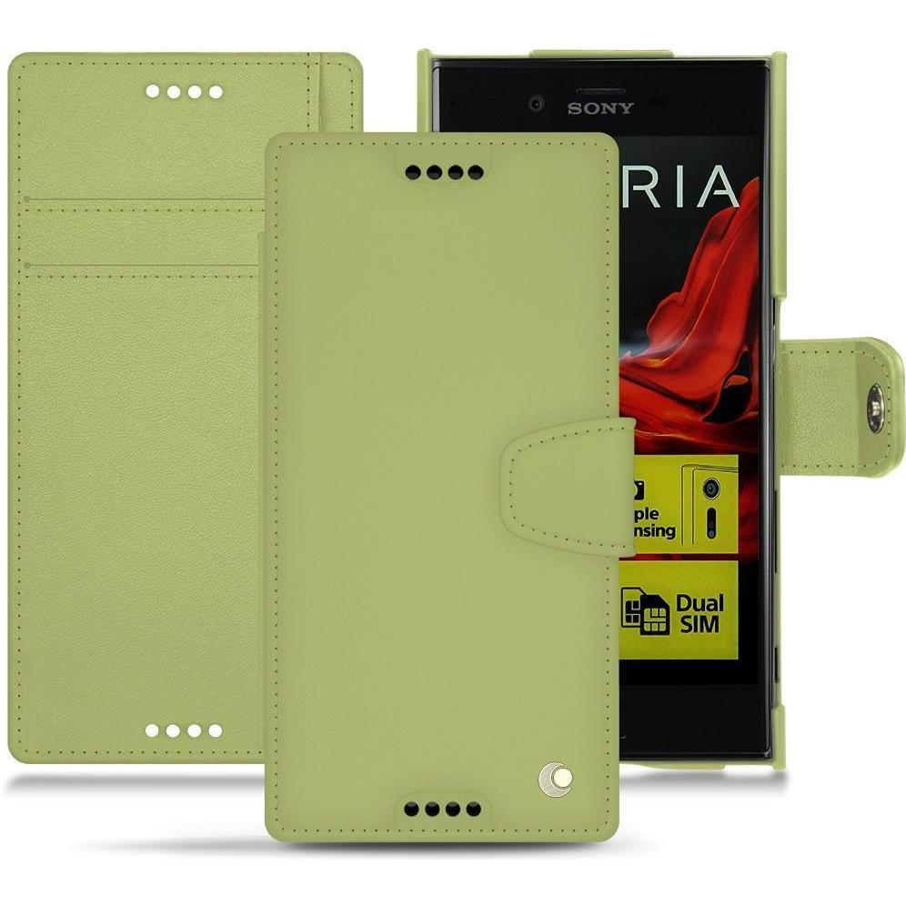 Noreve Lederschutzhülle Wallet (Sony Xperia XZ), Smartphone Hülle, Grün