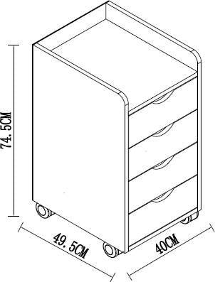 Image du produit VCM Armoire de bureau en bois Caisson à roulettes Konal Maxi avec tiroir (40 x 50 x 74 cm)