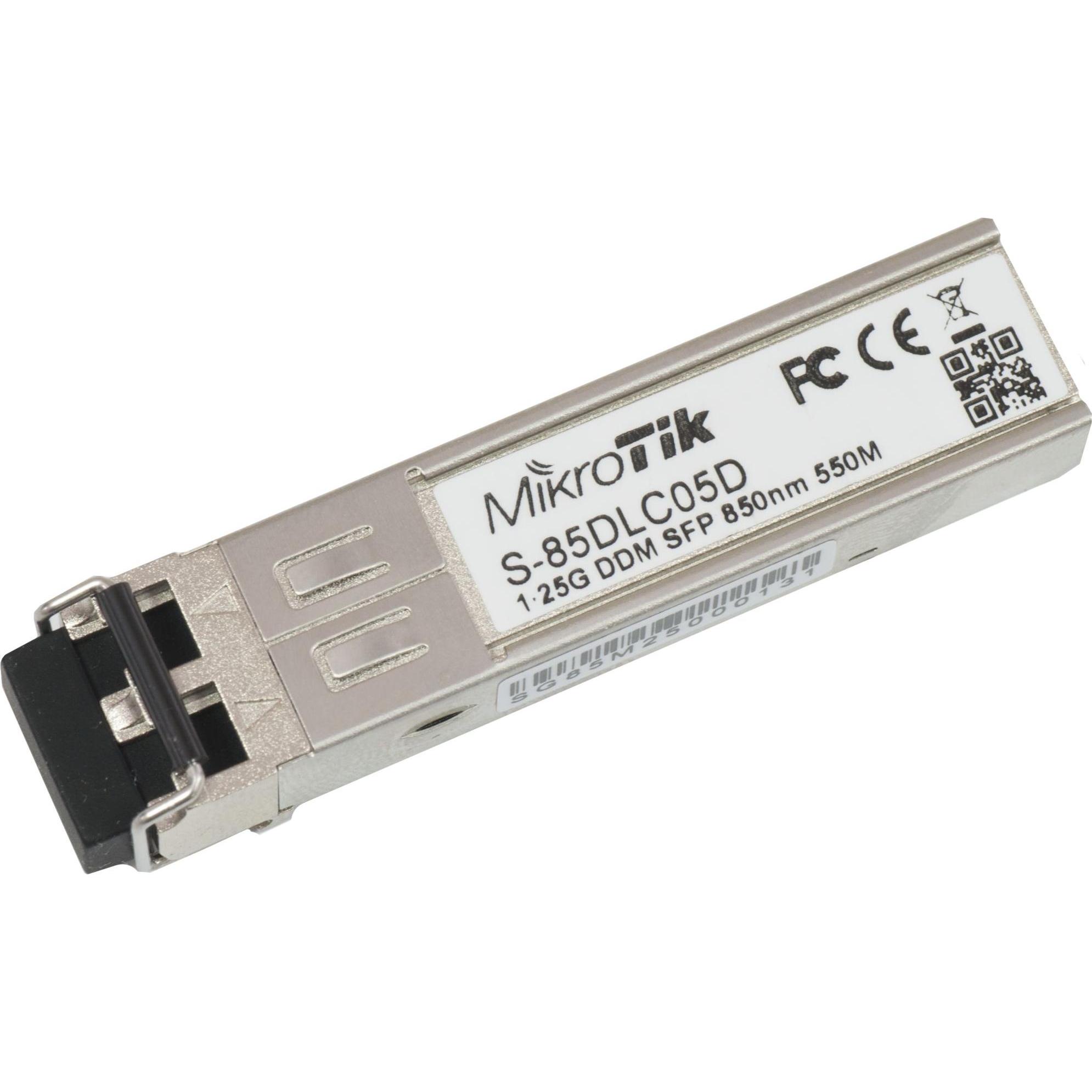MikroTik MaxLink 1.25G SFP optical module, MM, 850nm, 550m, 2x LC connector, DDM, Ricetrasmettitore