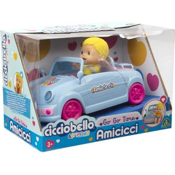 Giochi Preziosi Cicciobello Amicicci Cabrio-Auto mit Mini-Figur mit T-Shirt und bunter Windel
