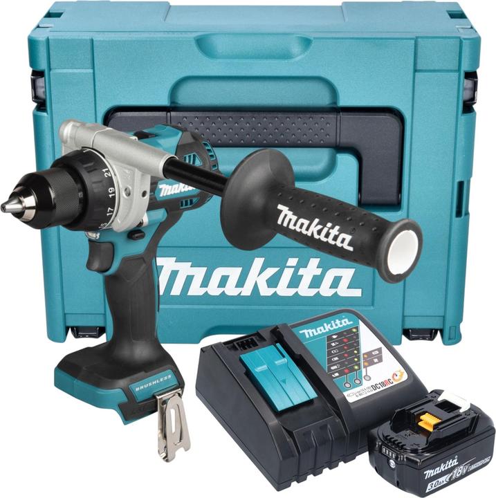 Produktbild Makita DDF 492 RF1J Akku Bohrschrauber 18 V 141 Nm Brushless + 1x Akku 3,0 Ah + Ladegerät + Makpac (Akkubetrieb)