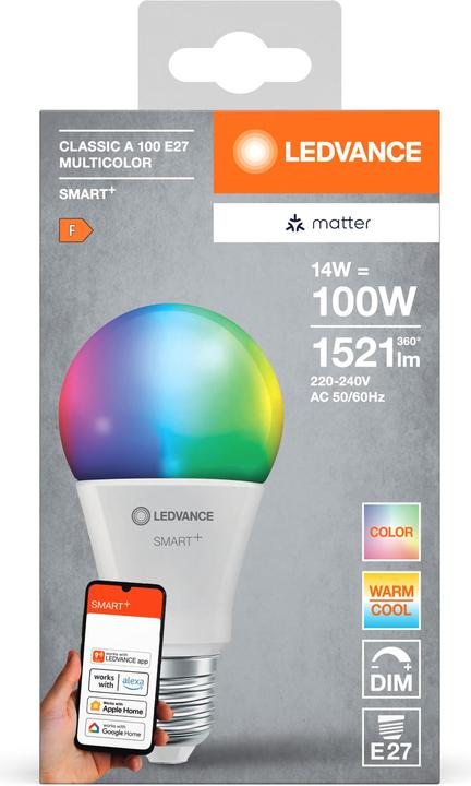 Actual product image Ledvance SMART+ MATTER CLASSIC A MULTICOLOR 14W 827...865 Multicolour E27 (E27, 14 W, 1521 lm, 4 x, E)