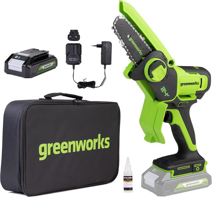 Immagine prodotto Greenworks Mini Kettingzaag Met Accu En Lader 24 Volt G24mcs10k2 (Sega a catena a batteria)