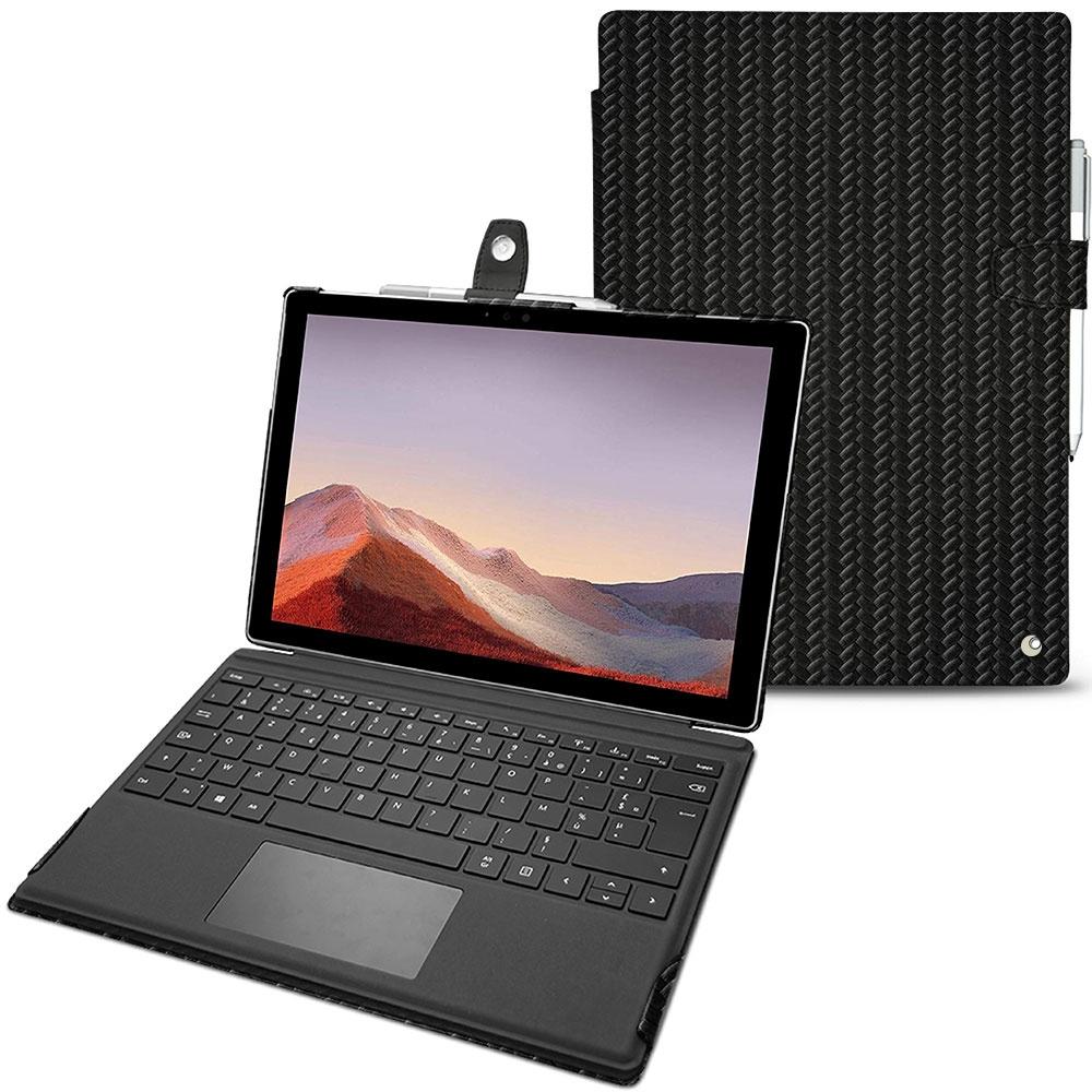 Noreve Lederschutzhülle (Microsoft Surface Pro 7), Tablet Hülle, Schwarz