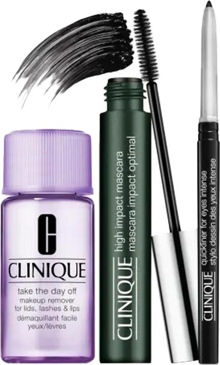 Actual product image Clinique High Impact Mascara Set 7ml Shade / Take The Day Off Cleansing Balm 15 ML / Quickliner for Eyes Inte