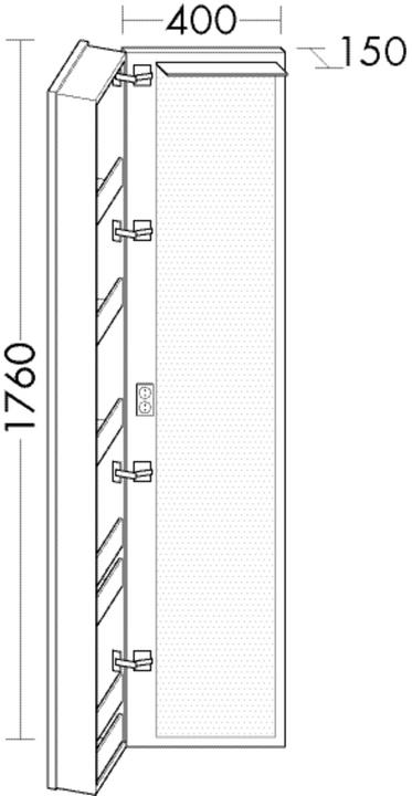 Actual product image burgbad Lin20 tall cabinet with 2 doors, door hinge left, 400x345x1760mm, HSPC040L (40 x 15 x 176 cm)