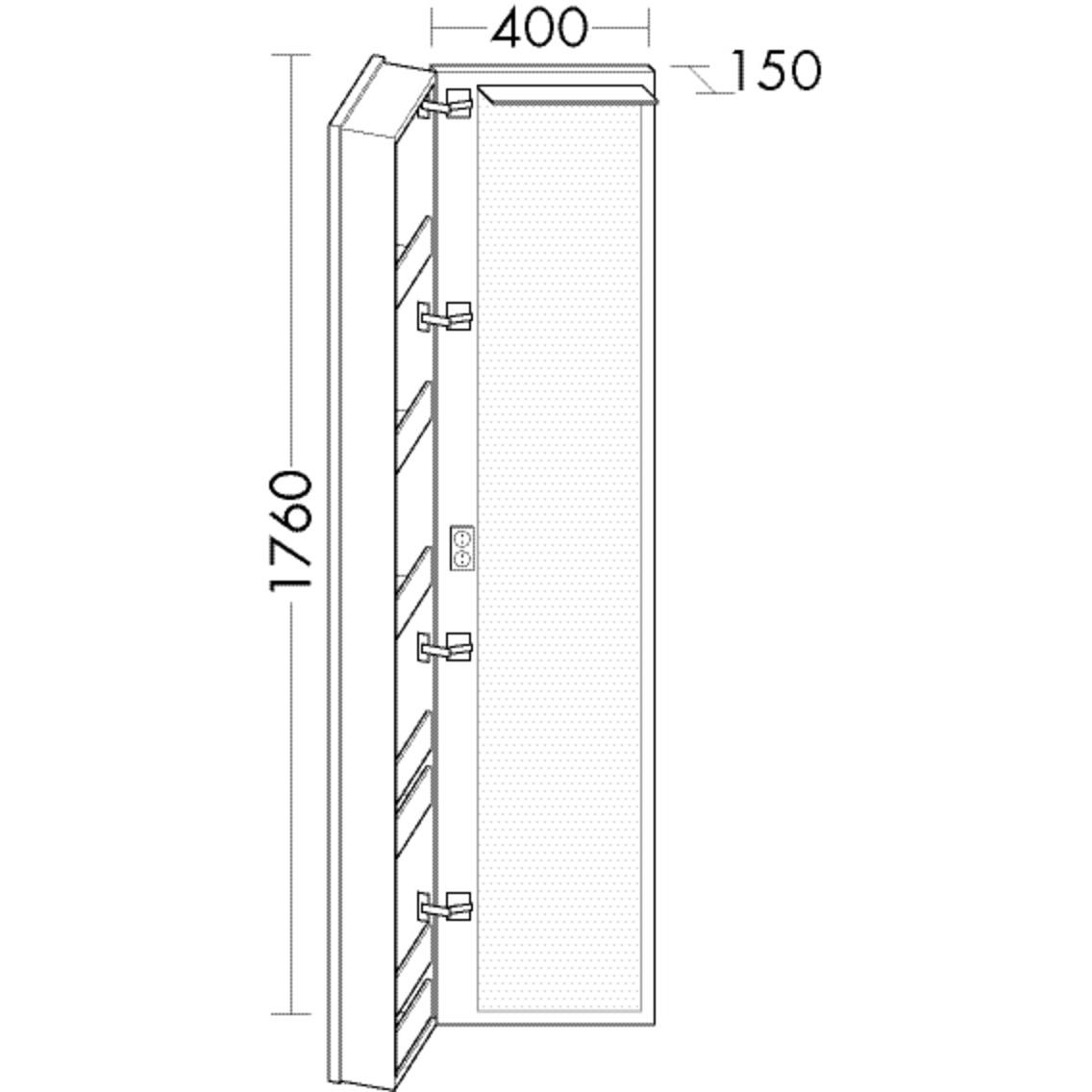 Thumbnail - burgbad, Spiegelschrank, Lin20 Ganzkörperspiegel mit Koffertür und LED-Beleuchtung, Türanschlag rechts, 400x150x17