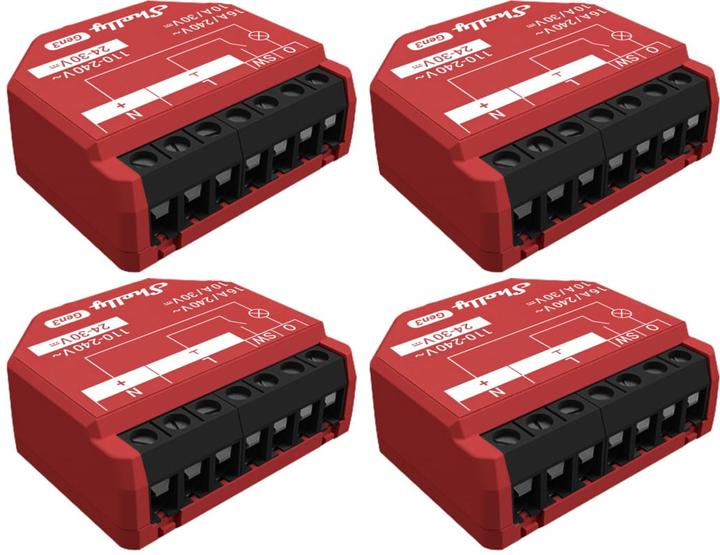 Produktbild Shelly Smart-Schalter 1PM Gen3, Relais, Unterputz, 1 Kanal, max. 16 A, WLAN, Bluetooth, 4 Stück (Schaltaktor)