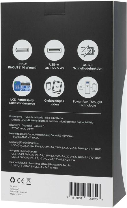Actual product image Onit Powerbank Pro Block 25000 mAh PD (25000 mAh, 60 W, 90 Wh)
