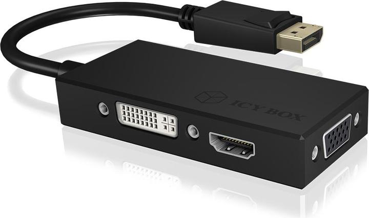 Icy Box 3-in-1 DisplayPort zu HDMI/ DVI-D / VGA Grafikadapter (DVI, VGA, HDMI, 8.70 cm)
