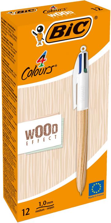 Immagine prodotto Bic Penna a sfera retrattile 4 colori stile legno (Natura/bianco, 1 x)