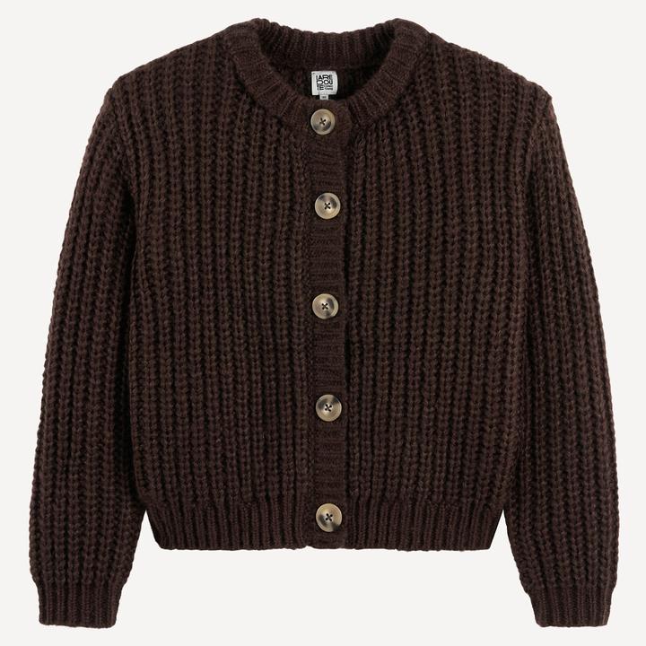 Actual product image La Redoute Collections Grobstrickjacke mit rundem Ausschnitt und Knopfleiste (140)