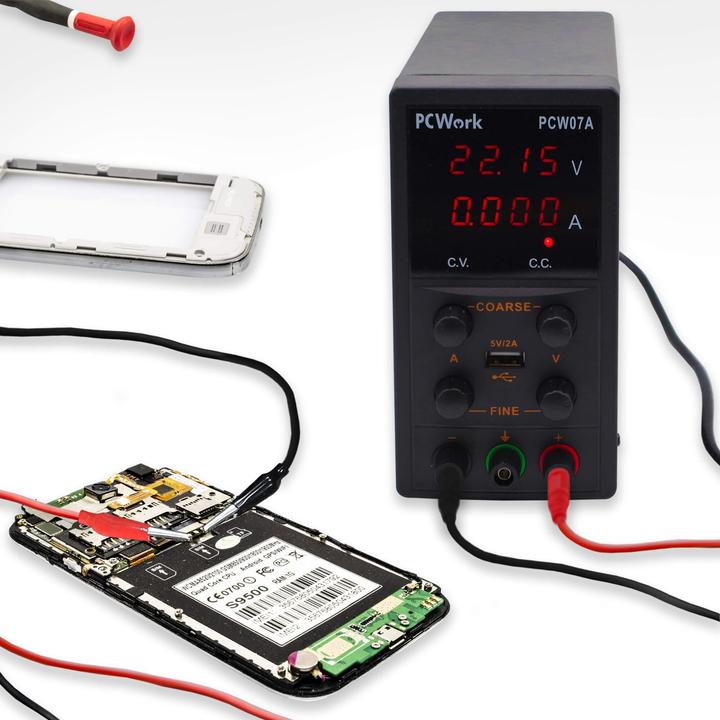 Produktbild PCWork PCW07A, Labornetzgerät, regelbar, 0-30V DC, 5A, USB