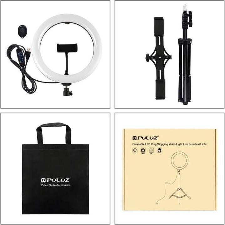 Produktbild Puluz 1,1m Tripod Mount with 26cm LED Ring Vlogging PKT3070B (Ringlicht)