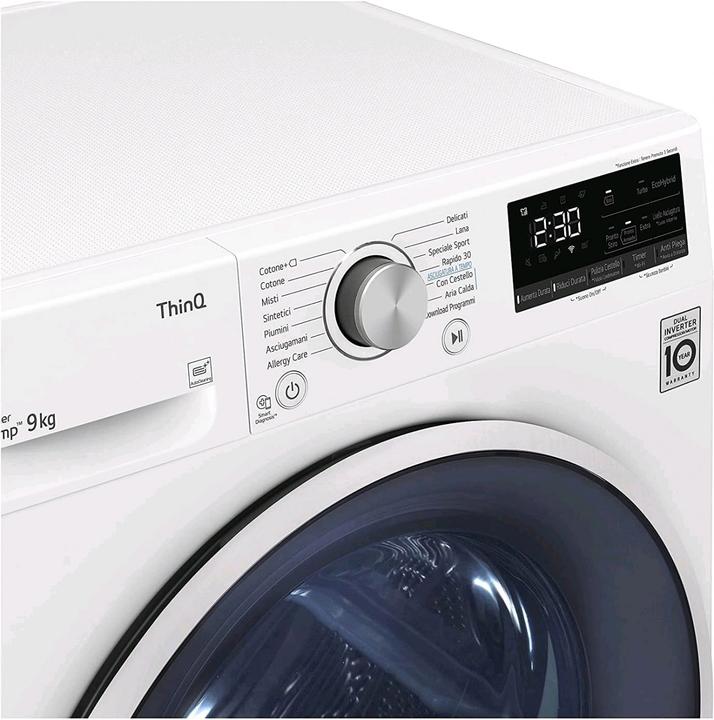 Image du produit LG RH90V9AVHN Sèche-linge en pose libre Chargement frontal 9 kg A++ Blanc (9 kg, Gauche)