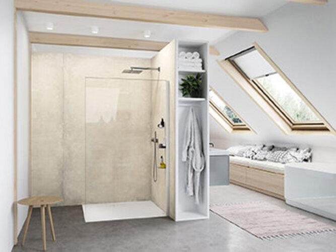 Produktbild Hüppe Select+ Seitenwand alleinstehend, Stabilisationsbügel, 6mm Glasstärke, Breite 750mm (211 cm, 83 cm, 11 cm)