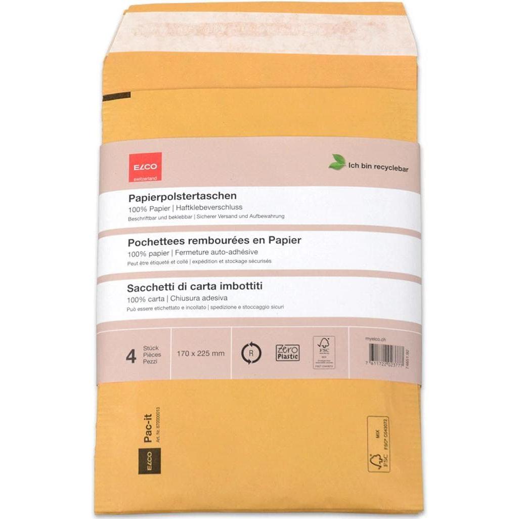 Elco, Versandtasche + Luftpolstertasche, Papierpolstertasche 74651.92 200 x 279mm, braun 4 Stk. (4 x)